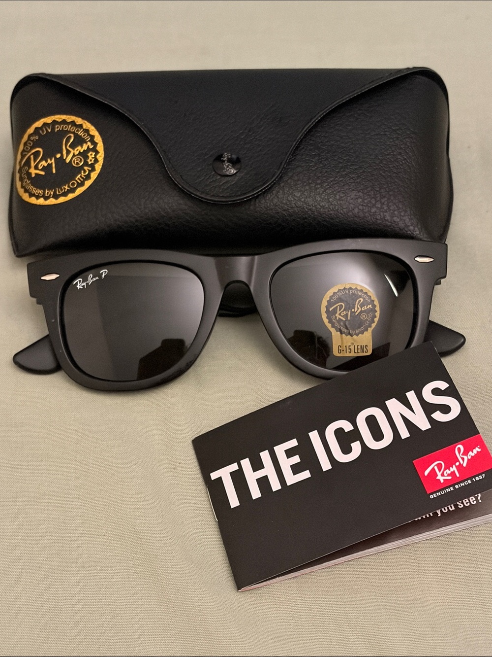 Ray-Ban Black Matte Wayfarer Sunglasses with Dark Lenses